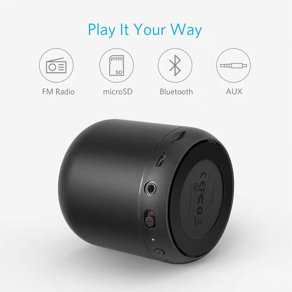 Anker soundcore mini, alto-falante bluetooth super-portátil com tempo de recreio de 15 horas, faixa de 66 pés bluetooth, microfone baixo aumentado