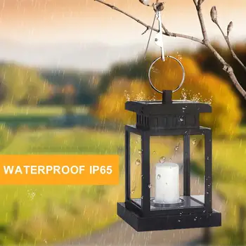 

Waterproof LED Solar Garden Light Flickering Flameless Candle Outdoor Lighting Hanging Smokeless Solar Lantern For Camping