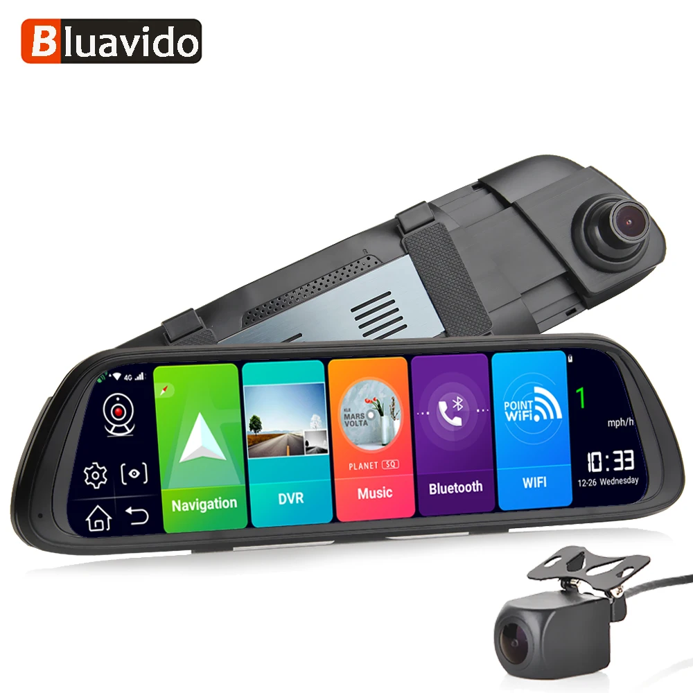 

Bluavido 10" IPS 4G ADAS Android 8.1 Car Rearview Mirror Dash Camera GPS Navigation FHD 1080P Car Video Recorder WiFi Smart DVR