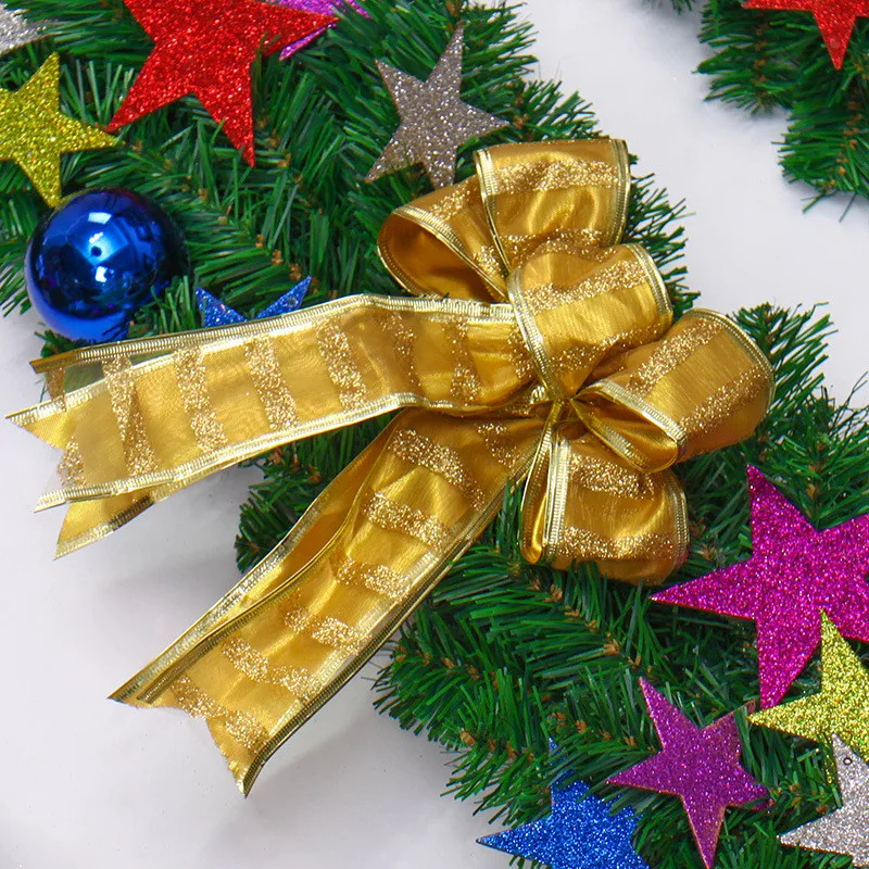 Рождественский венок, Декор, гирлянда из зеленой сосны, рождественские украшения из ротанга, шар+ звезда+ бант для гостиной, вечерние украшения, подарок