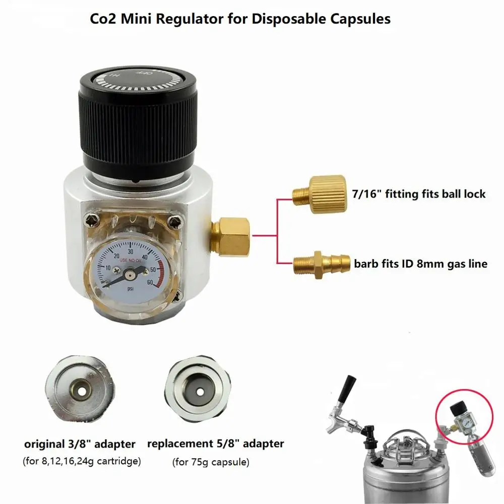 Disposable capsules Co2 мини газовый регулятор, Sodastream, пейнтбол, CGA320, W21.8 бак, одноразовый адаптер картриджа для домашнего пивоварения Cornelius/Corny Keg - Color: Disposable capsules