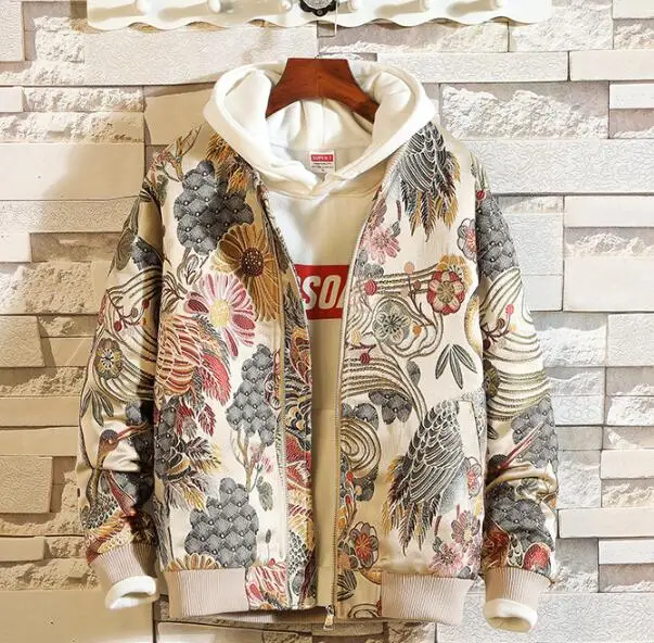 Spring hotsale Japanese Embroidery Men's Jacket Coat Hip Hop Streetwear 5XL Jacket Coat Bomber Jacket 2019 Autumn New clothing
