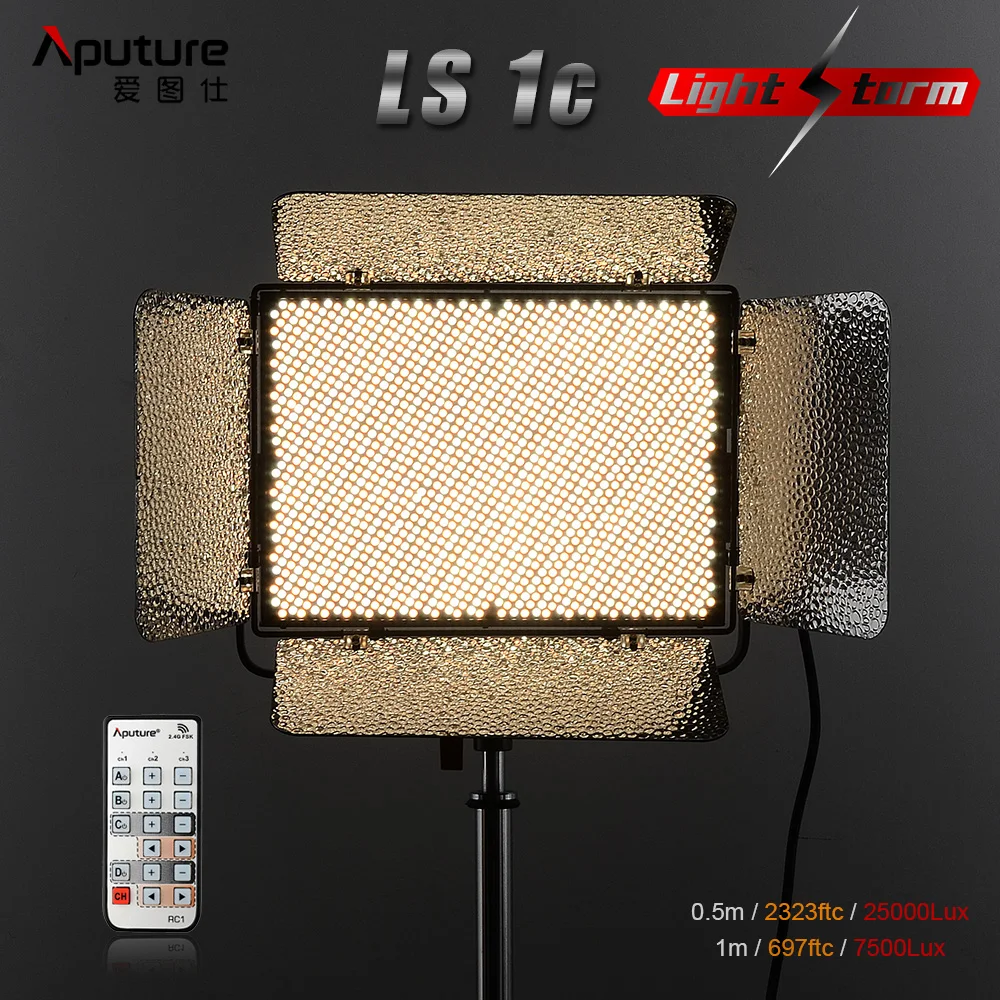 

Aputure Light Storm LS 1c 1536 SMD Led Video Light Panel Bi-Color 3200K-5500K CRI 95+ with 2.4G Remote Control V-mount Plate