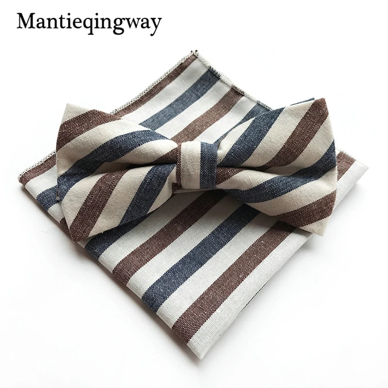 Mantieqingway мужской s полиэстер полосатый 6 см галстуки+ Hanky бизнес набор галстук-бабочка для мужчин и карманные полотенца набор вечерние Gravatas