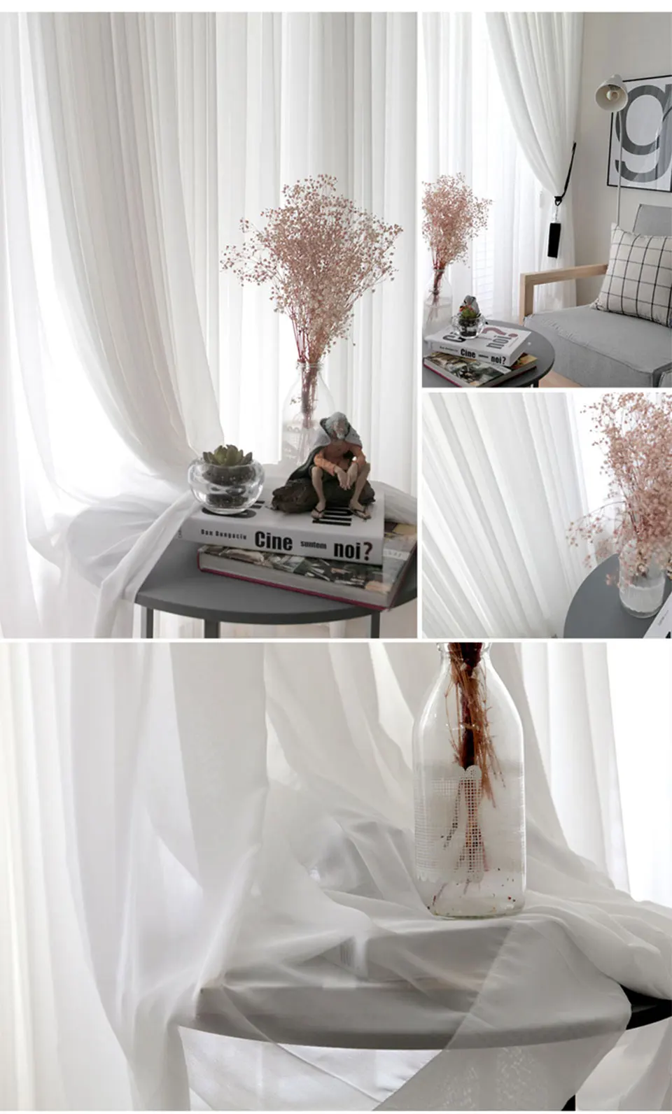 Modern Solid Tulle Window Curtains for Living Room Bedroom Curtain For Chiffon Sheer Voile Curtains for Window Screening Drapes