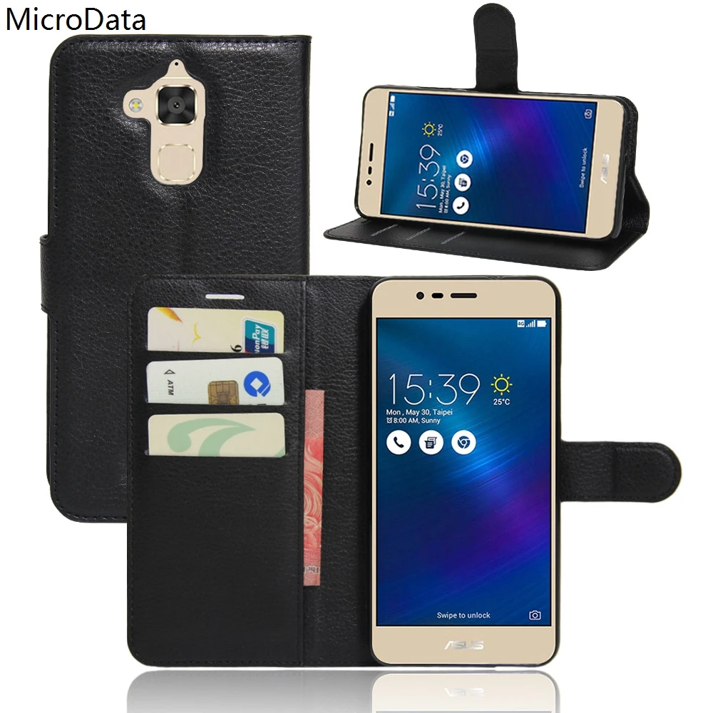 

MicroData Luxury PU Leather Flip Case For Asus Zenfone 3 Max ZC520TL 5.2 inch Wallet Stand Leather Case Cover On ZC520TL 5.2inch