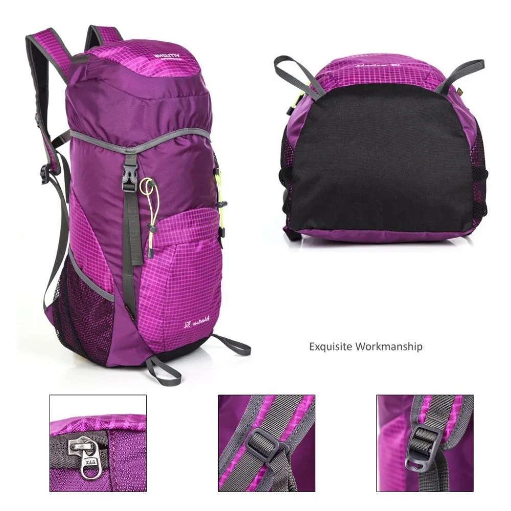 خفيفة الوزن النايلون في الهواء الطلق حقيبة ظهر قابلة للطي السفر حقيبة ظهر قابلة للطي 35L للماء خفيفة تسلق أكياس المحمولة