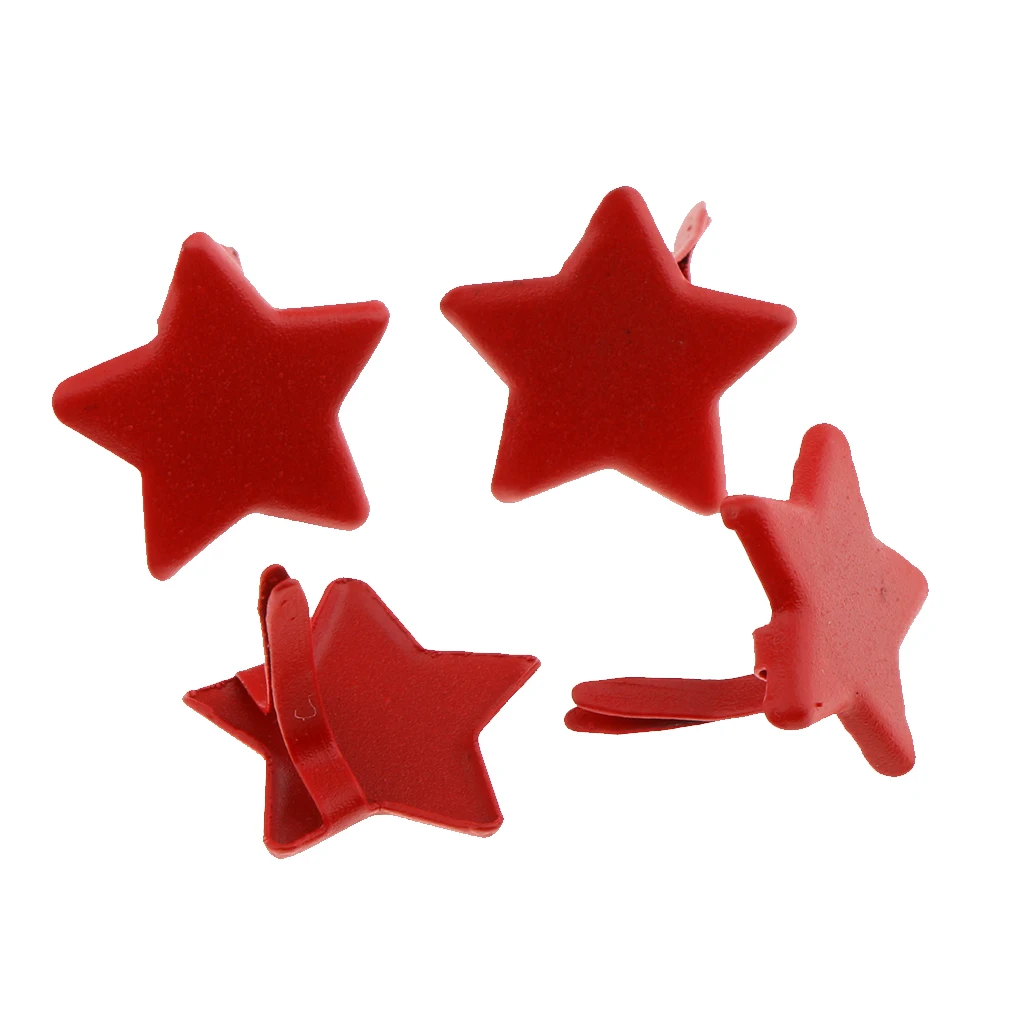 100pcs Red Star Shape Metal Brads Paper Fastener for Scrapbooking Craft 14mm 