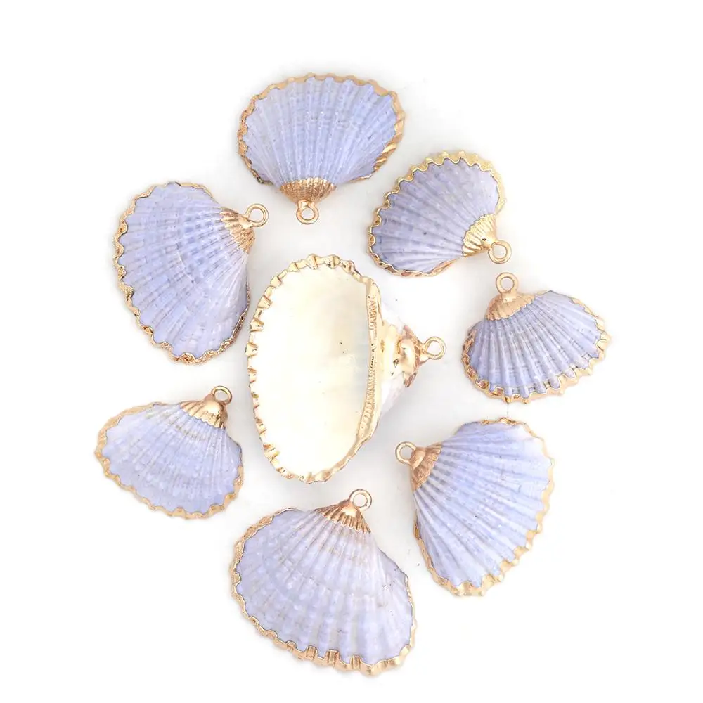 

DoreenBeads Natural Shell Pendants Gold Color Multicolor for Jewelry Making Necklace Earrings Findings 34*30mm - 17*17mm, 3 PCs