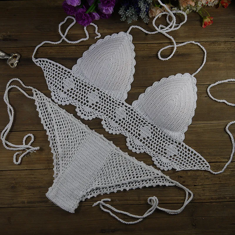 Sexy Handmade Crochet Bikini Women Crochet Swimsuit Brazilian 2017