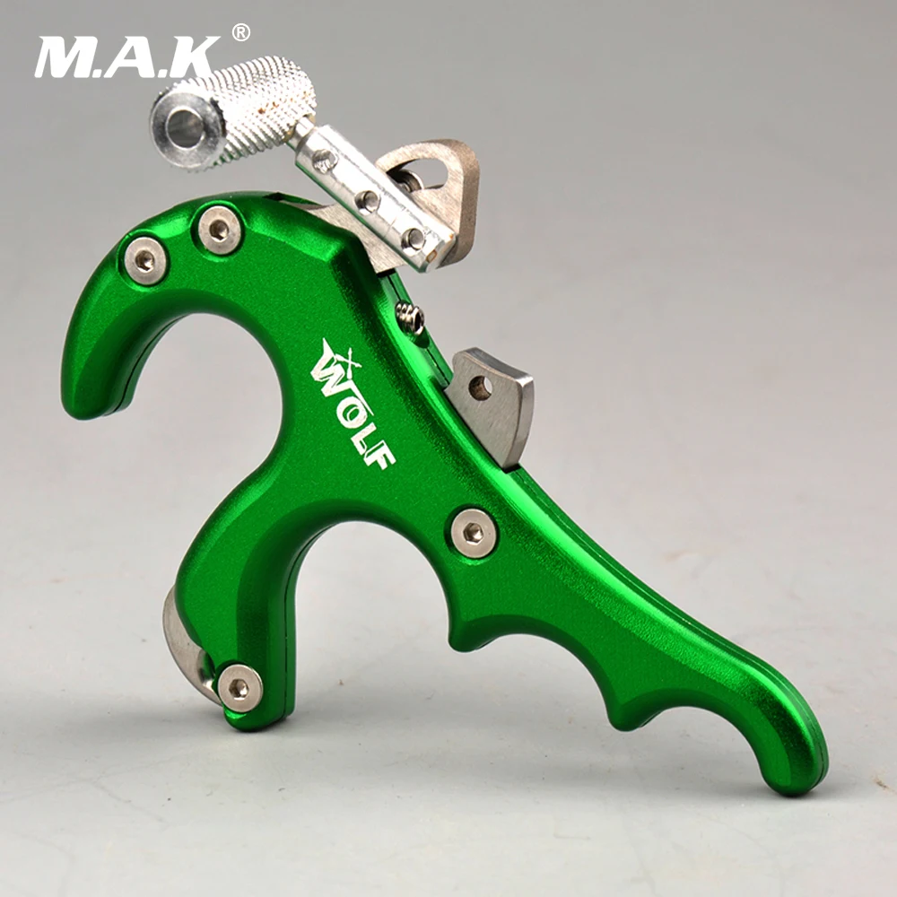 

4 Finger Archery Caliper Release Stainless Steel in Green Bow Accessory for Compound bow Archery Hunting Shooting