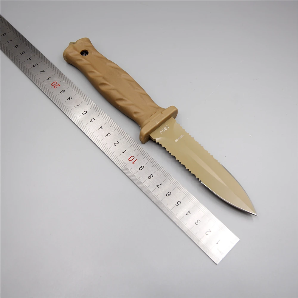 Desert color mini hunting army portable diving knife camping tactical knives fixed 440c blade serrated knife with rubber sheath Desert color mini hunting army portable diving knife camping tactical knives fixed 440c blade serrated knife with rubber sheath