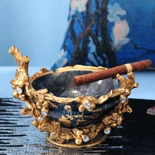 Роскошные Европейский стиль ретро пепельница персонализированные модные офисные размер таблицы Гостиная украшения пепельница