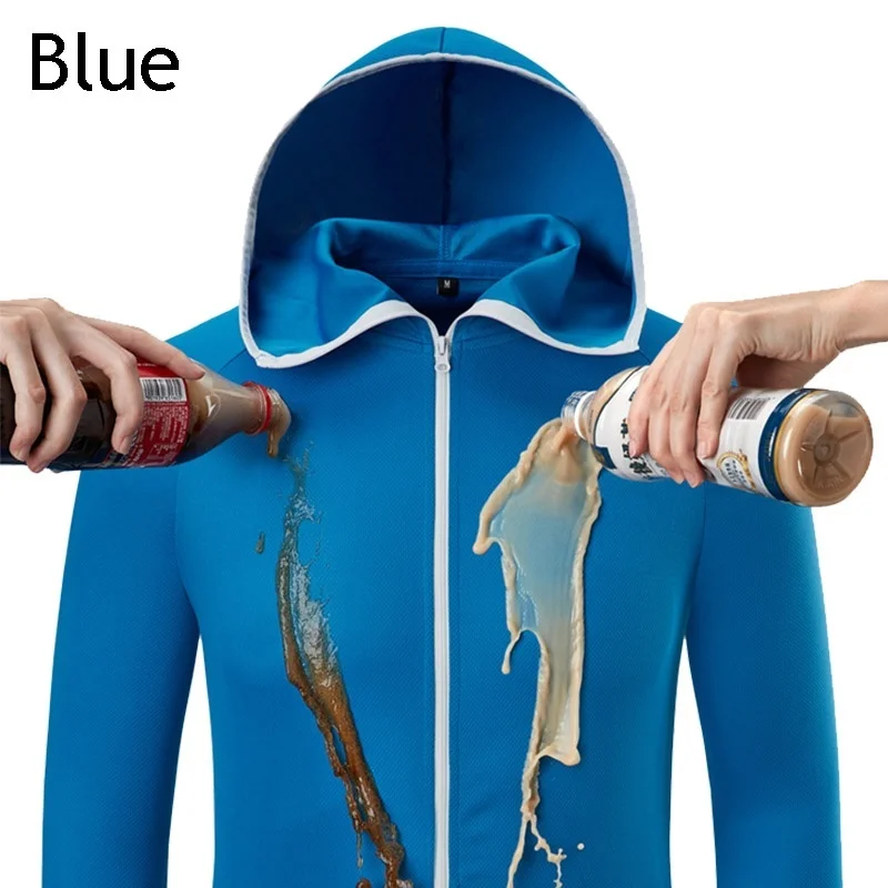 Летняя мужская одежда для рыбалки, технологическая гидрофобная одежда, ледяная шелковая Водонепроницаемая повседневная одежда kleding, куртки с капюшоном для кемпинга - Цвет: blue