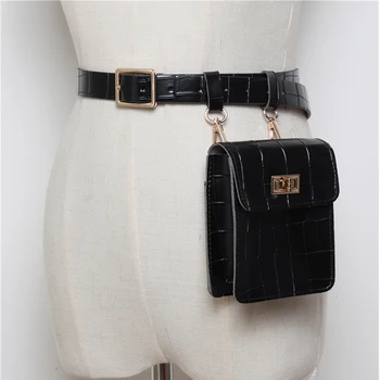 

Vintage PU Leather Waist Bag Belt Women Alligator Waist Packs Travel Belt Wallets Multifunction Casual Shoulder Bags for Women