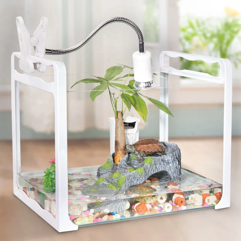 

Turtle Cylinder with Drying Platform Water Tank Glass Brazilian Tortoise Tank Turtle Tank Raising Turtle Special Cylinder