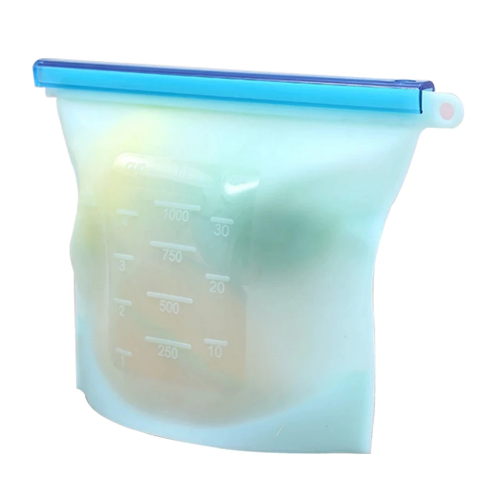 Kitchen Tool Food Silicone Fresh Bag Reusable Vacuum Sealed Freezer Bag Slide Lock SnacksSandwichesMeat Marinades Storage Bags (3)