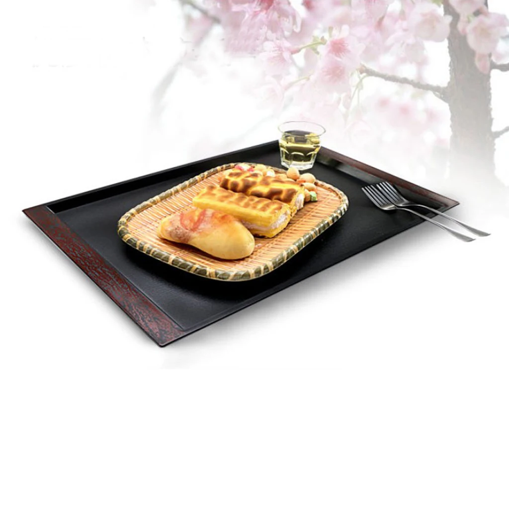 1 Piece Plastic Rectangle Breakfast Food Tray Cup Dinner Plate Hotel Buffet Serving Decor Kitchen Organizer 4 Size Available