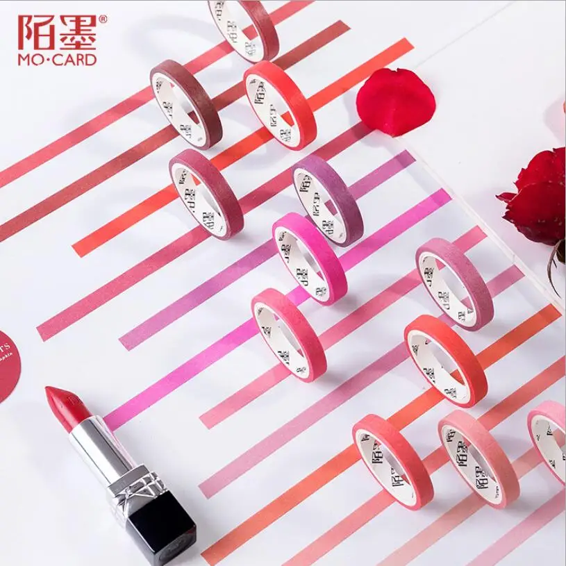 

12 style Red Lipstick Colors Slim Washi Tape Golding Adhesive Tape DIY Scrapbooking Sticker Label Craft Masking Tape
