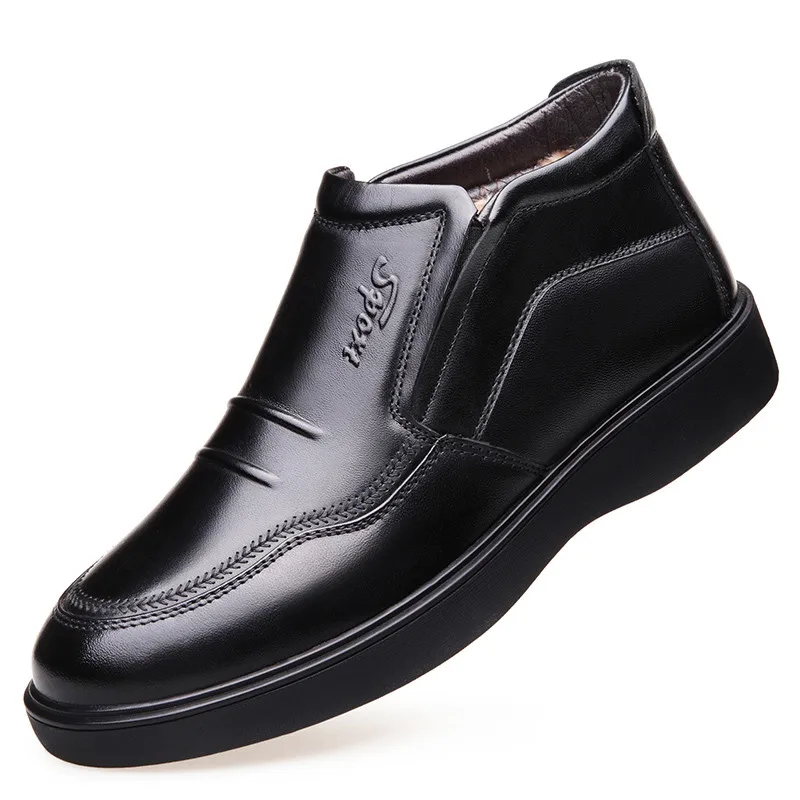 Зимняя бархатная повседневная мужская обувь из натуральной кожи; удобная мужская обувь; Лидер продаж; винтажные Модные ботильоны; DA0026 - Цвет: 1