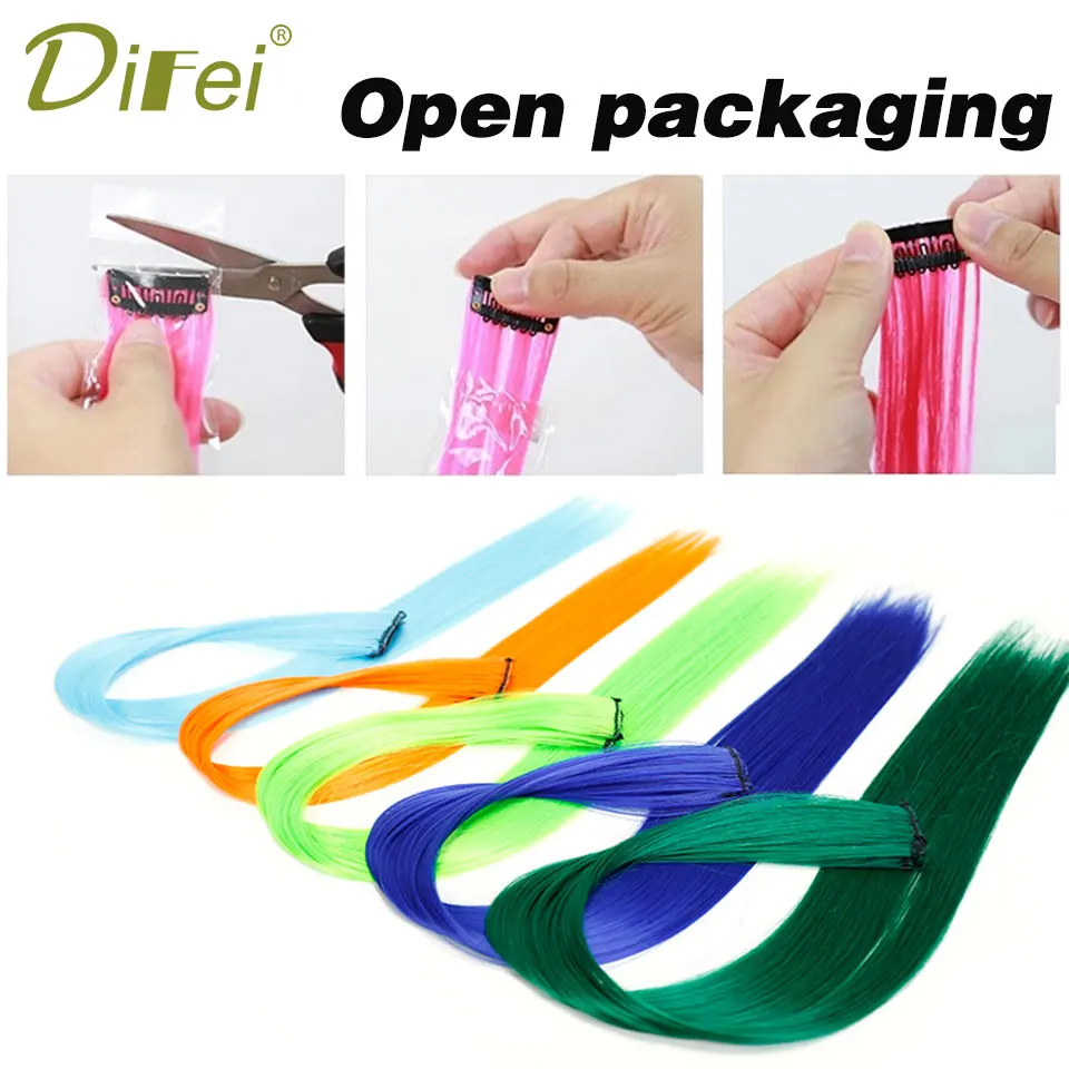 1 Piece 1 Clip In Synthetic Hair Extensions Ombre 55CM Long Straight Clip On Hair Pieces Women Girls DIFEI Wig 1 Piece 1 Clip In Synthetic Hair Extensions Ombre 55CM Long Straight Clip On Hair Pieces Women Girls DIFEI Wig