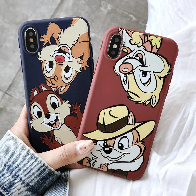

Matte Painted Phone Case For iPhone 11 Pro Max 7 6 6S 8 Plus Soft Rubber Chip n Dale Case for iPhone X XS Max XR XS Back Cover