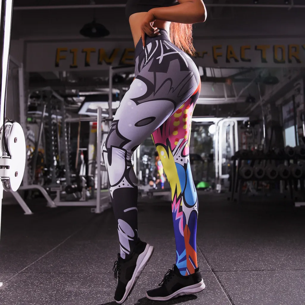 

Yoga Pants Women Cartoon Print Sports Legging Fitness Gym Running Tights Female Sports Athletic Breathable Legin Pants