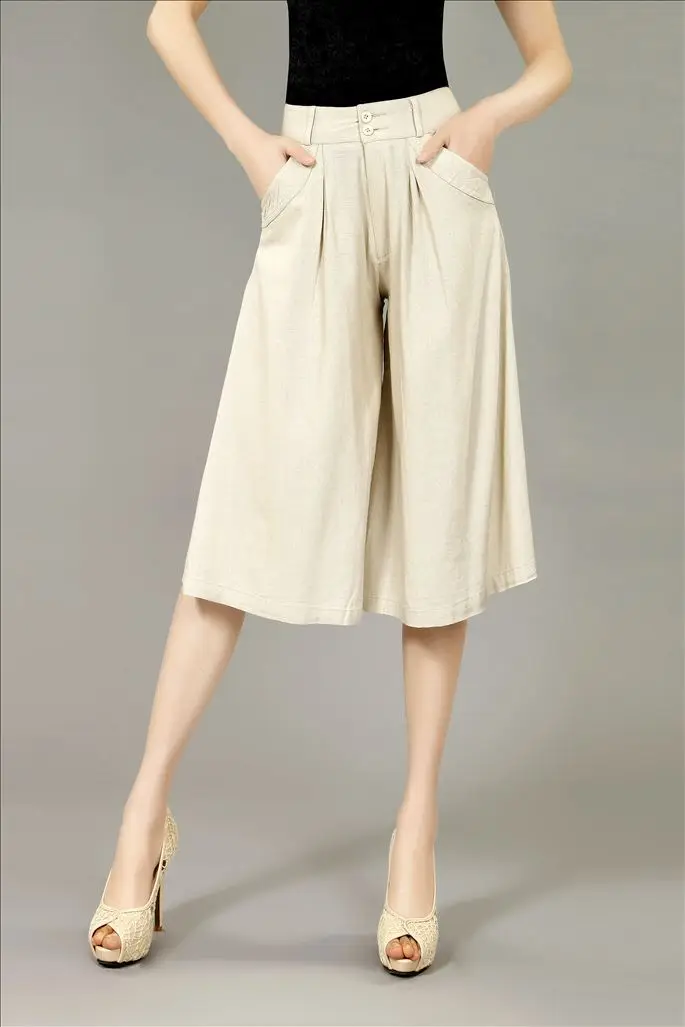 Fluid culottes wide leg pants mid waist wide leg pants boot cut