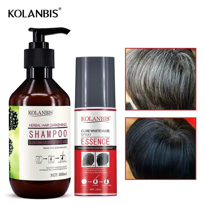 Hair Shampoo Permanent Black Color Anti Gray Hair Treatment White
