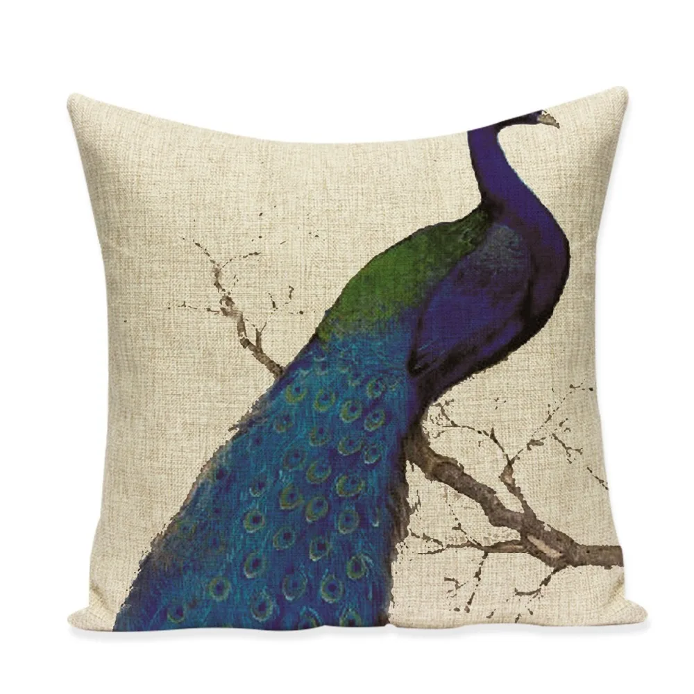 

Pumelo Tree Peacock Linen Decorative Cushion Covers Throw Pillows 45x45cm Pillow Case Chair and Car Decoration