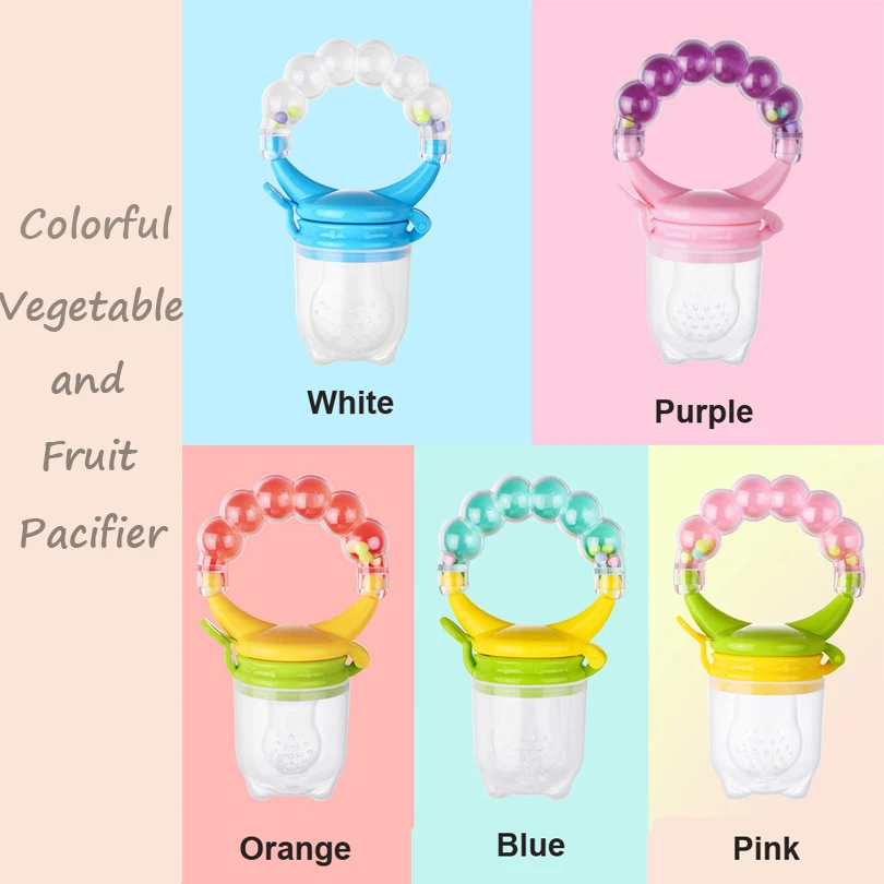 

Baby Rattle Teether Silicone Pacifier Fruit Vegetable Nippler 3 Size Strainer Net S M L Meat Puree Food Piece nibbler Chew Toys