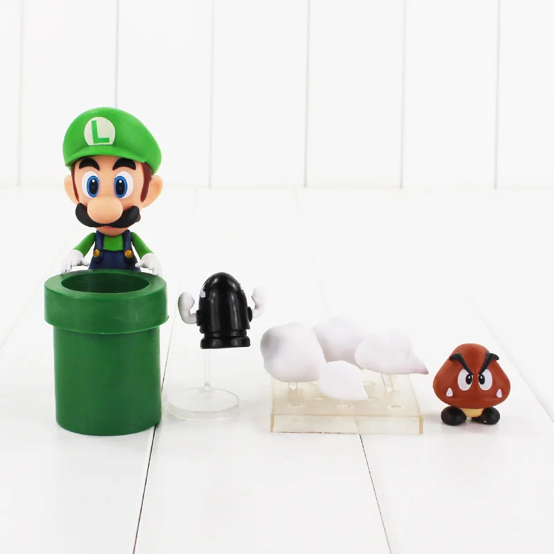 Nendoroid Super Mario Bros фигурка игрушки Марио 473 Луиджи 393 с жабой гриб Гумба призрак пуля отличная модель куклы для детей