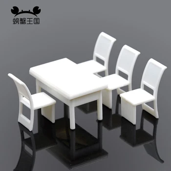 

New 5Pcs/set 1:50 Dining Chair Table Furniture Set For Doll house Dollhouse Furniture Toys Kitchen Food Miniature