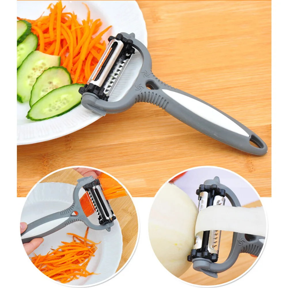 

3 in 1 Rotary Vegetable Fruit Peeler Cucumber 360 Degree Multifunction Carrot Potato Peeler Melon Slicer Gadget Kitchen Tools