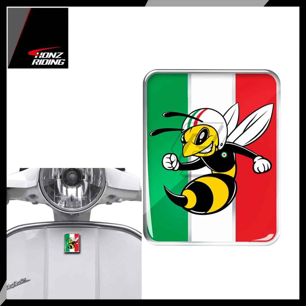 For Vespa Logo Decal Front Badge Overlay Italian Flag Mio Wasp 3D Decals Sticker GTS GT ET PX