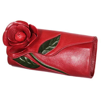 Женская сумка из натуральной кожи известных брендов качественная кукла слой воловья кожа ручной работы Стерео цветы женские клатчи сумки Национальный ветер сумка - Цвет: Red
