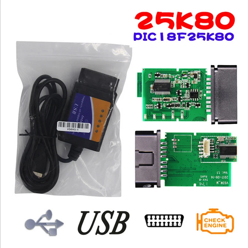 Мини OBDII USB сканер для мульти-брендов CAN-BUS ELM327 USB V1.5 OBD II диагностический кабель с 25K80 чип OBD2 сканер