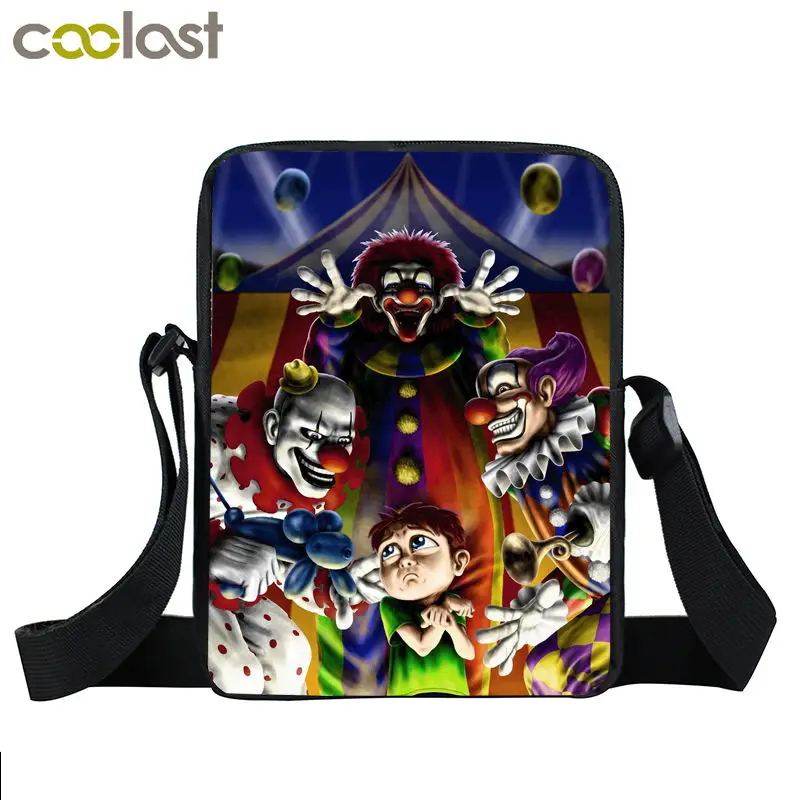 

Horror Evil Clown Messneger Bag Women Handbag Kids joker Batman Small Crossbody Bags Girls Boys Travel Bag Satchels Best Gift