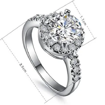 

Certified Moissanite Authorized Solid White Gold AU585 Wedding Ring 2Ct Round Moissanite Ring for Women Engagement Jewelry