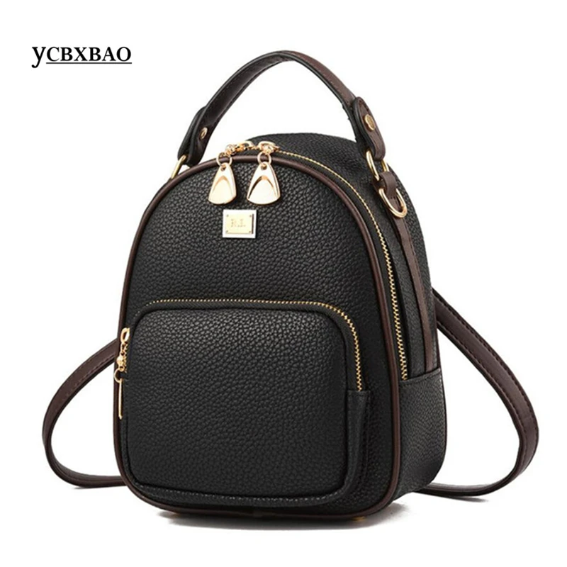 

Leather Backpack Black Small Women Casual School Bag Travel Bagpack for Teenagers Girls Lady Portable Bags;sac a dos fillette