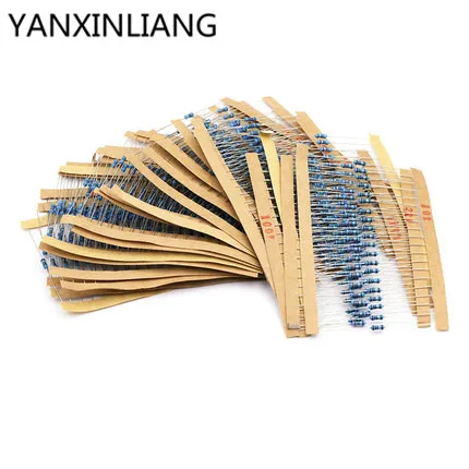 

100pcs 1/4W Metal film resistor 1K ~ 910K 100K 200K 1K 1.5K 2.2K 3.3K 4.7K 10K 22K 47K 100K 100 220 330 1K5 2K2 3K3 4K7 910K ohm