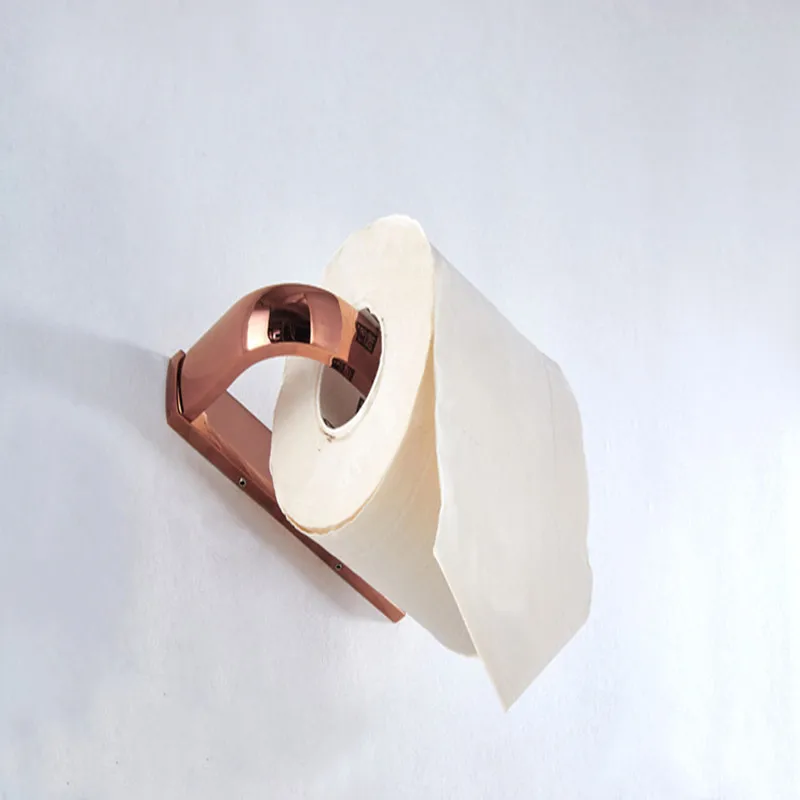 

Aothpher Rose Gold Paper Roll Holder Bathroom Accessories Toilet Paper Holder Basket Wall-Mounted Roll Tissue Holder Bathroom