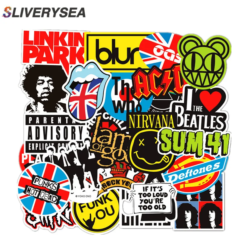 

100pcs/set Rock Sticker Music Retro Band Graffiti JDM Stickers To DIY Guitar Motorcycle Laptop Luggage Skateboard Car Snowboard