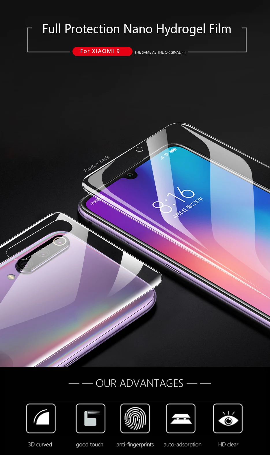 CHYI для xiaomi mi 9 Силиконовая защита для экрана изогнутая пленка для mi 9 Автоматическая ремонтная Защита экрана для xiaomi 9 не