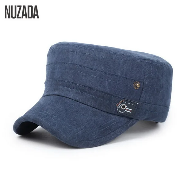 Бренд NUZADA, хлопок, унисекс, для мужчин и женщин, с плоским верхом, кепка, со старым эффектом, шапки в стиле милитари, Классическая одноцветная Кепка с козырьком, лето-осень - Цвет: Blue