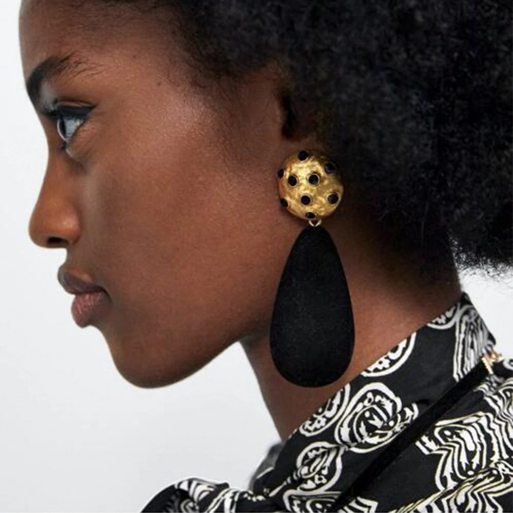 QiHit ZA Boho Metal Crystal Drop Earrings For Women Vintage Geometric Gold Color Dangle Statement Earring Wedding Jewelry | Украшения и