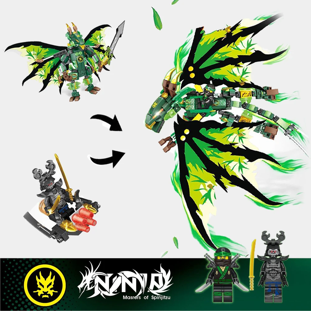 

NINJA Dragon Building Blocks Elemental Mech Dragons Garmadan Kai Jay Cole Zane WU Bricks Toy Compatible LegoINGlys NinjagoINGlys
