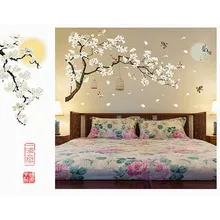 60*90 см 2 шт. большой размер дерево наклейки на стену с изображением птиц цветок домашний декор обои ТВ фон гостиная спальня DIY комнаты украшения