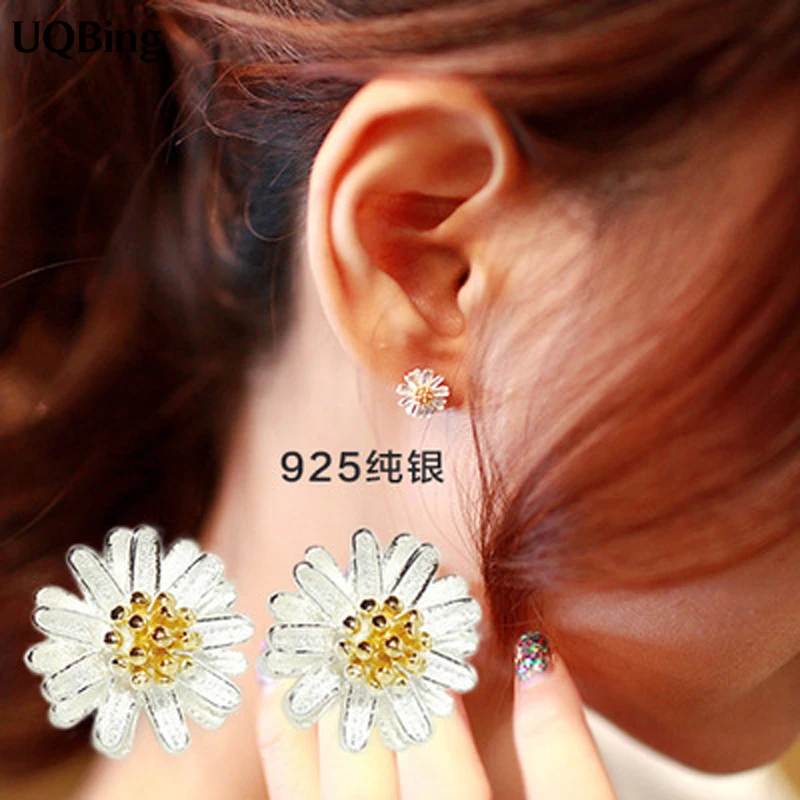 

Free Shipping Fashion 925 Sterling Silver Stud Earrings Jewelry Daisy Flower Earrings Pendientes Brincos