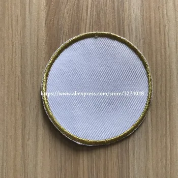 

Custom embroidery patches and embroidered emblem Bright colors thread embroidery on twill fabric background Washability